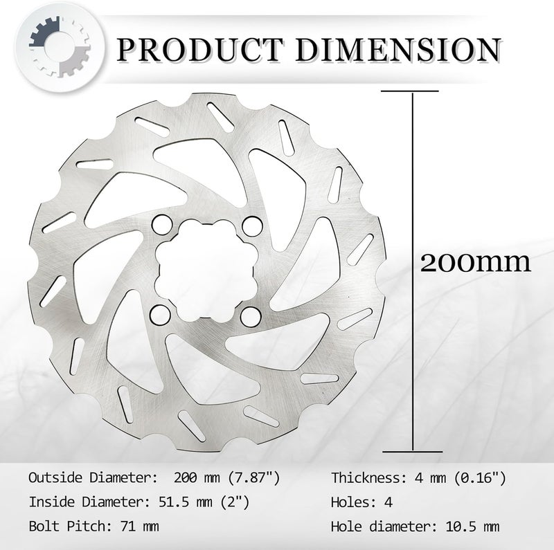 OTINUBEE ATV Brake Rotor Disc Rear 200mm 1S3-2582W-00-00 Compatible with Yamaha Raptor 700 700R 2006-2023 YFZ450 2006-2013 YFZ450R 2009-2023 YFZ450X 2010-2011, 1S3-2582W-10-00 - Image 2